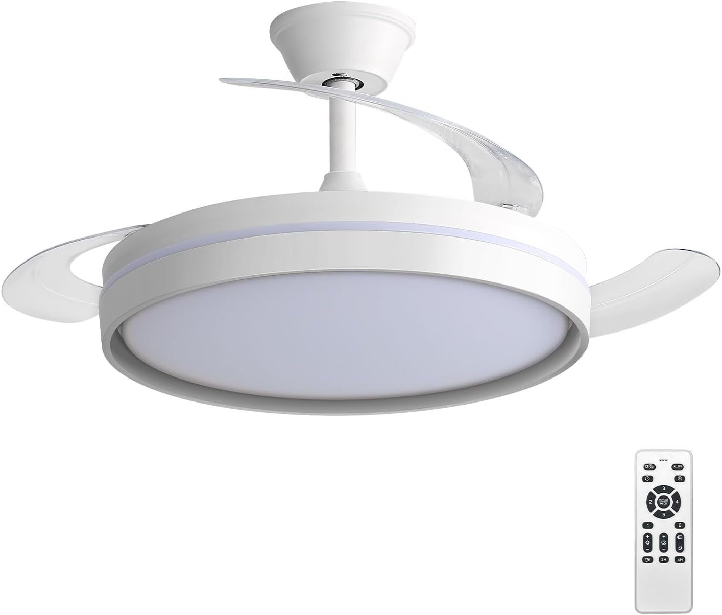EXTRASTAR 106cm Ventilatore da Soffitto con Luce e pale retrattili, Silenzioso Lampada Ventilatore…