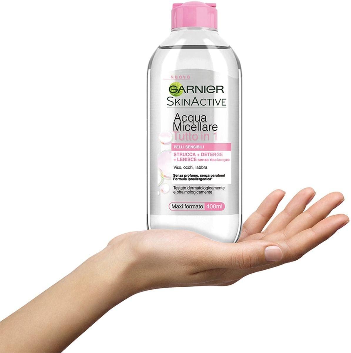 Garnier SkinActive Acqua Micellare Tutto in 1, Per Pelli Sensibili, 100% del Trucco Rimosso, Pelle Detersa e Idratata per 12H, Senza Residui…