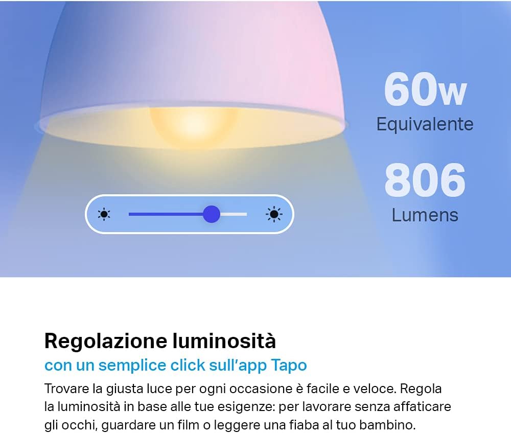 Tapo L530E Lampadina WiFi Intelligente LED Smart Multicolore, E27, Compatibile con Alexa e…