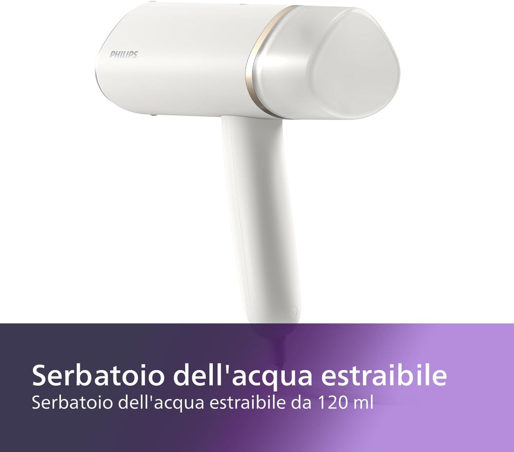Philips Serie 3000 Stiratrice verticale a vapore - 1000 W, 20 g/min di vapore, serbatoio dell'acqua estraibile da 120 ml,…
