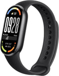 Xiaomi Smart Band 10 con display AMOLED nitido e cinturino nero elegante, vista frontale.