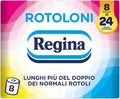 Regina Rotoloni, 8 Maxi Rotoli di Carta Igienica a 2 Veli | 500 Fogli, Lunghi Più del Doppio dei Normali Rotoli, Confezione 50% in…