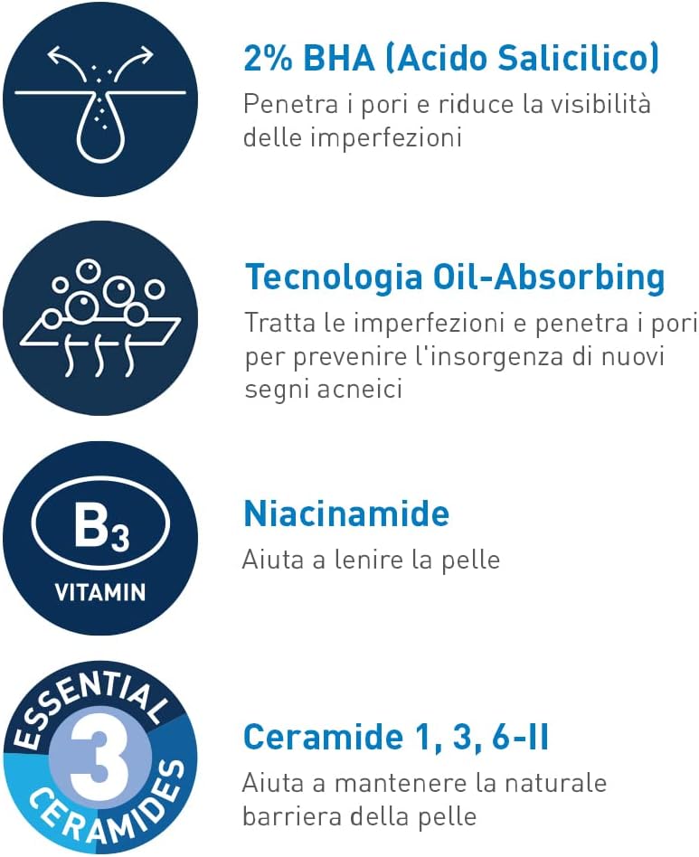 CeraVe Detergente Controllo Imperfezioni, Per Pelle Grassa con Tendenza Acneica, Azione Purificante, Imperfezioni Ridotte,…