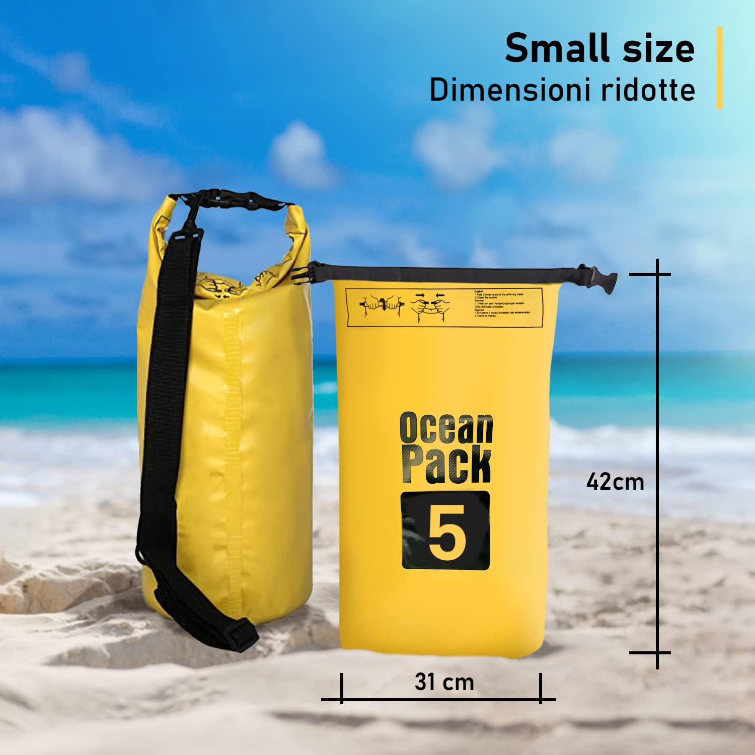 Dry Bag, Borsa Sacca Zaino Impermeabile Waterproof, chiusura a rotolo e tracolla, custodia impermeabile per cellulare e…