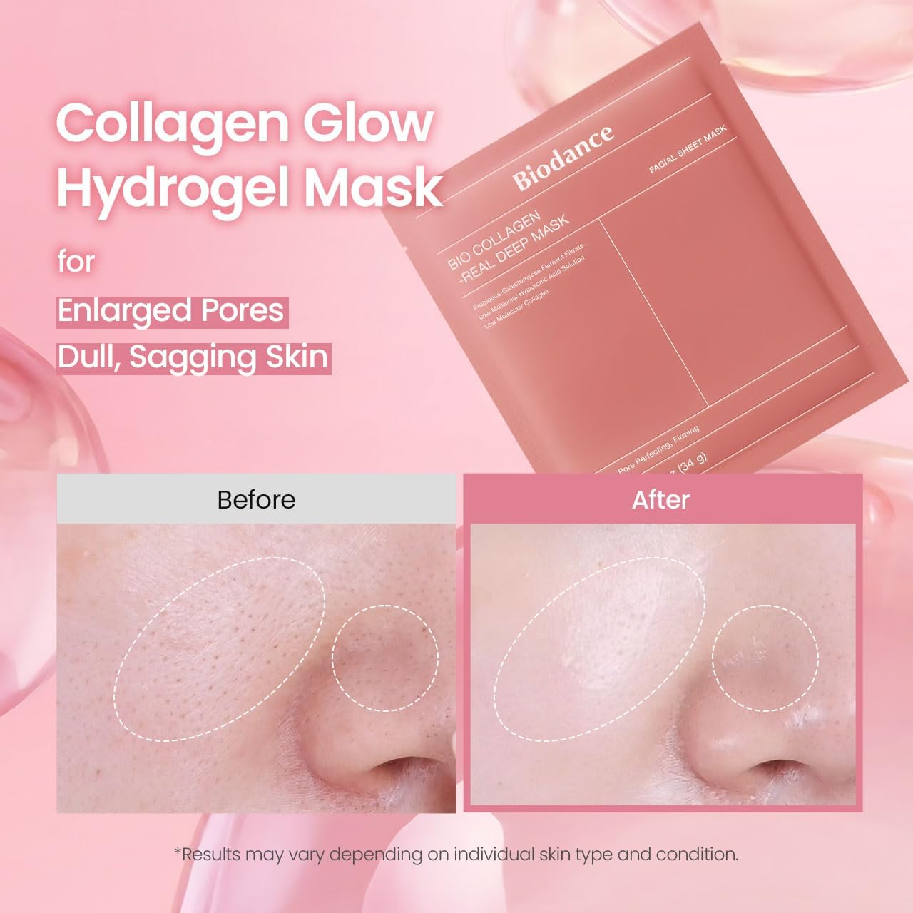 Minimizza i tuoi pori e scopri una pelle più sottile e luminosa grazie alla maschera viso notturna BIODANCE Bio-Collagen