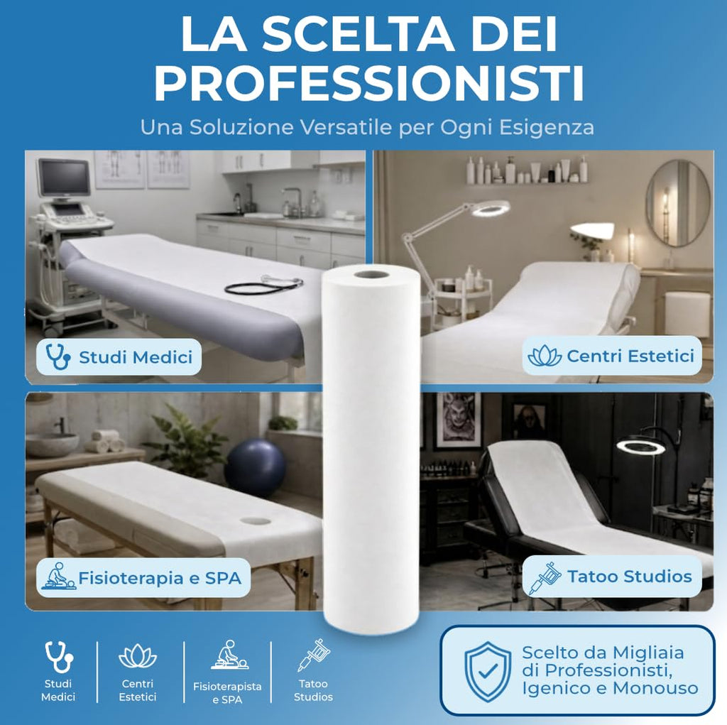 IMBALLAGGI 2000 - Rotolo Carta Lettino Massaggio, 6 Pezzi 60 cm x 55M in 100% Cellulosa, 1x6 Rotoli Carta Lettino Estetista Assorbenti…