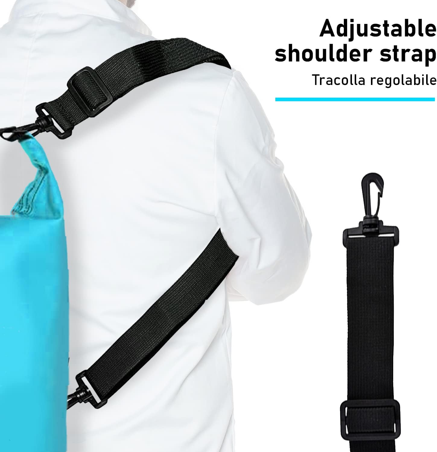 Dry Bag, Borsa Sacca Zaino Impermeabile Waterproof, chiusura a rotolo e tracolla, custodia impermeabile per cellulare e…