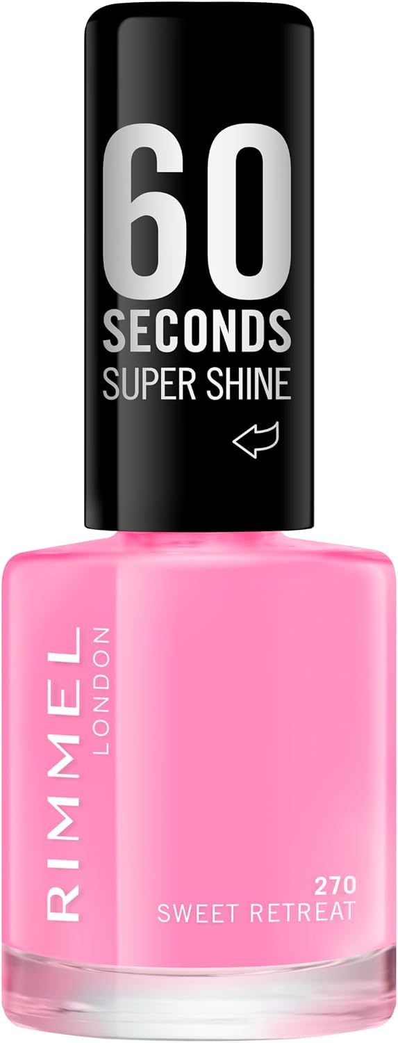 Rimmel 60 Seconds Super Shine Smalto, Smalto asciugatura rapida, Colore vibrante, A lunga tenuta, 8 ml, 108 Cameo Rose
