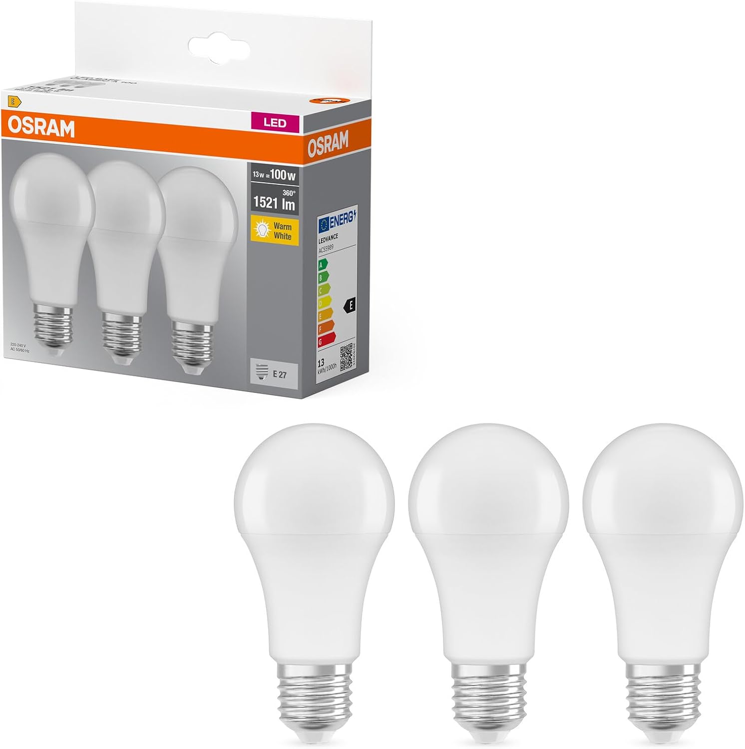 Osram LED Base Classic A Lampada, a Forma di Lampadina con Attacco E27, non…