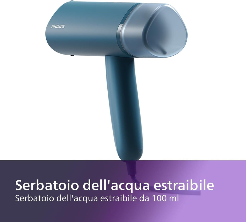 Philips 3000 Ferro da Stiro Verticale a Vapore Pieghevole, 20 g/min, 1000W | Pronto in 30 sec, Compatto e Pieghevole,…