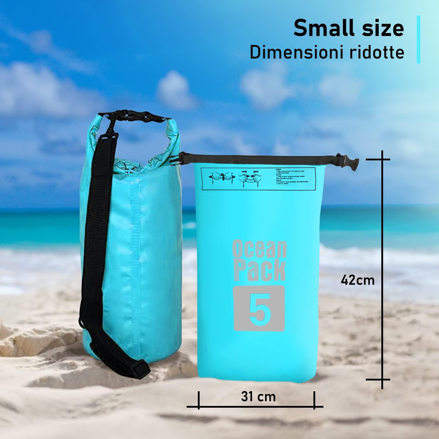 Dry Bag, Borsa Sacca Zaino Impermeabile Waterproof, chiusura a rotolo e tracolla, custodia impermeabile per cellulare e…