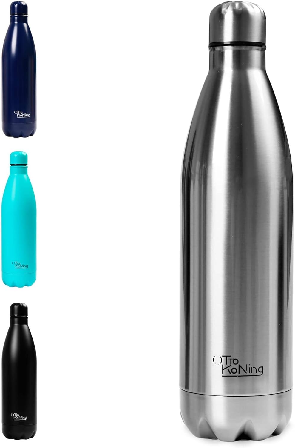 Borraccia Termica 1 Litro Otto Koning, Bottiglia Termica 1L in Acciaio Inox 18/8, Doppia Parete Sottovuoto, Freddo 24h Caldo…