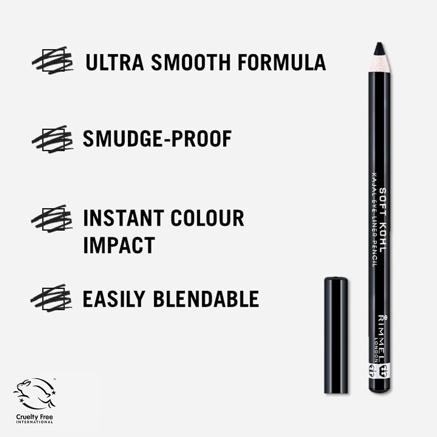 Rimmel London Soft Kohl Kajal Eyeliner Matita Occhi Morbida, 061 Jet Black