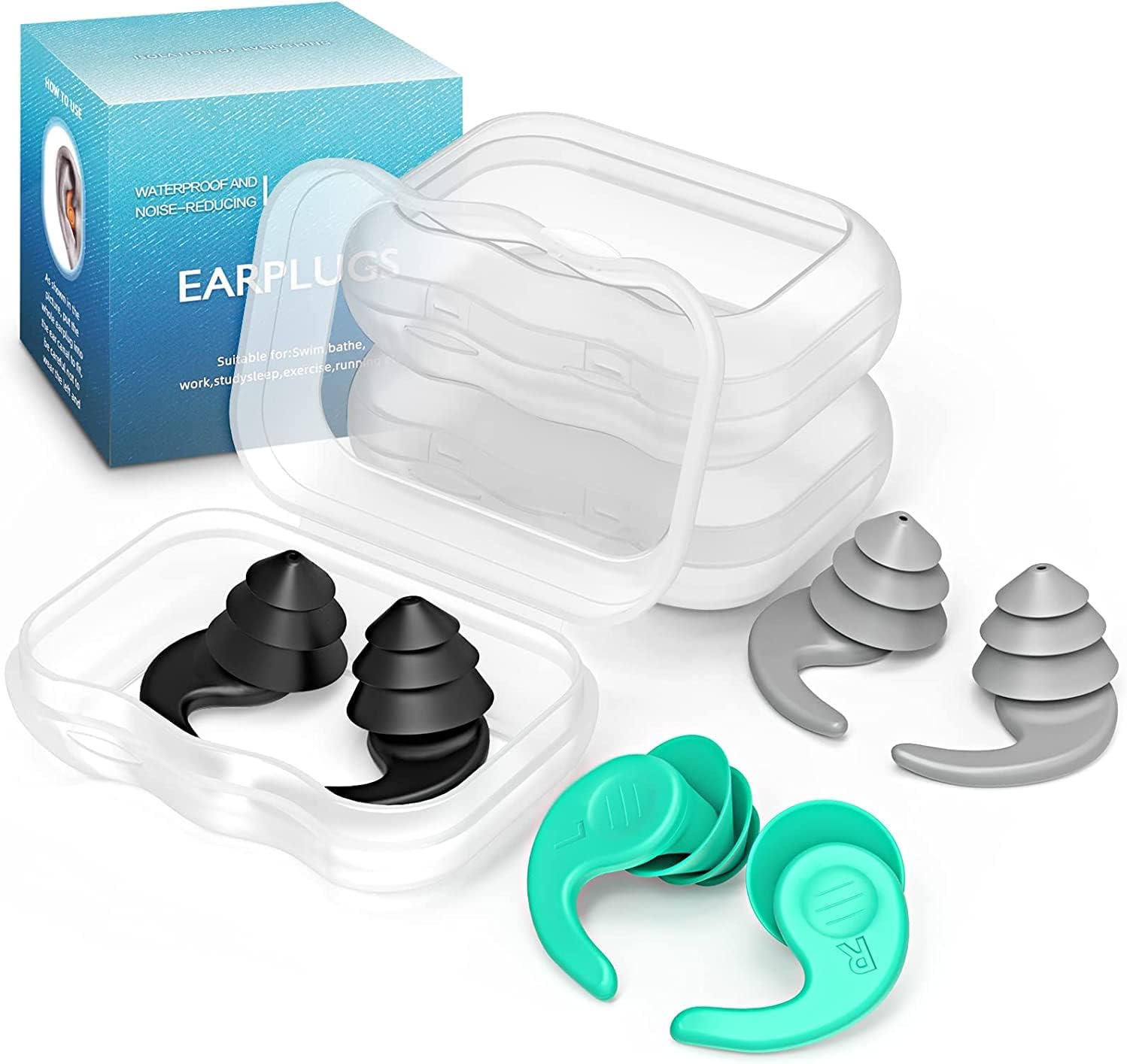 Tappi per Le Orecchie per Nuoto, Tappi per Le orecchie Impermeabili Riutilizzabili in Silicone Aggiornati con Riduzione del Rumore Adatti…