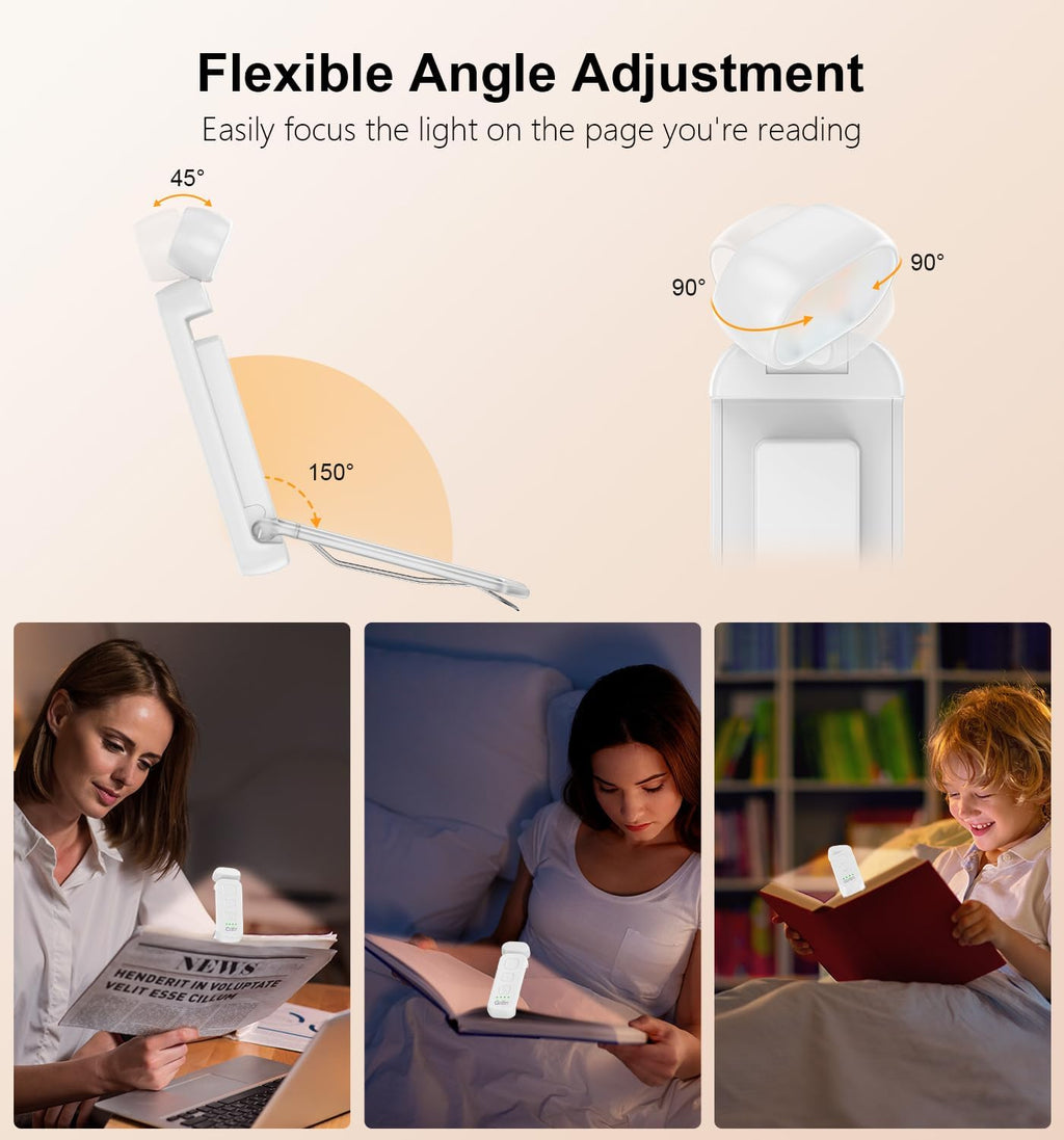 Gritin Luce per Lettura Libri a Letto, 7 LED Luce Lampada da Lettura per Libro Ricaricabile Clip, 3 Temperatura Colorei, 5…