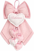 Fiocco Nascita personalizzato con nome sul cuore. Dimensione 52 x 35 cm.. (Pois-rosa)