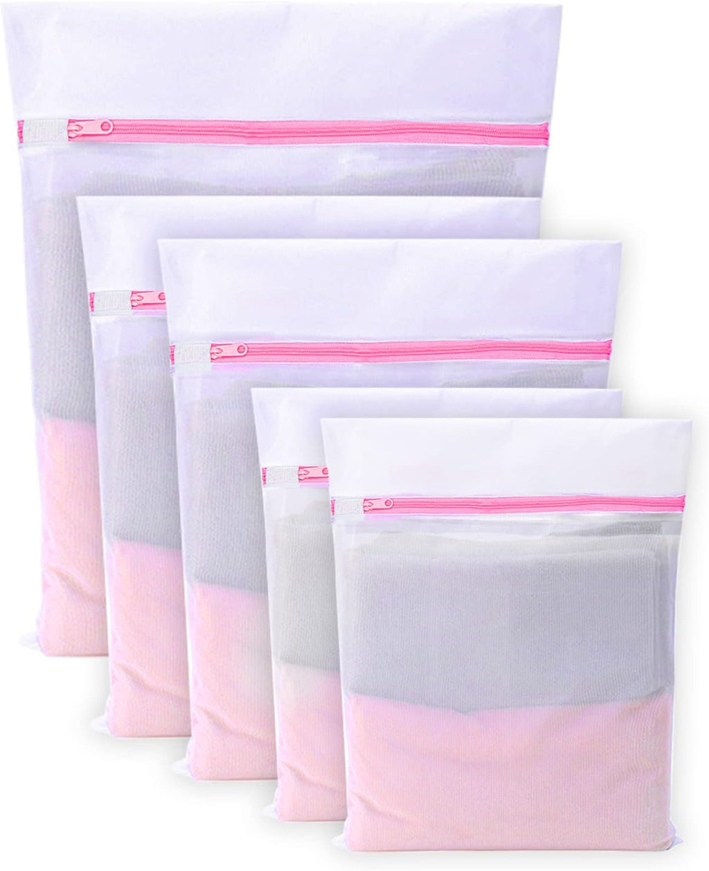 Sacchetti per Lavatrice, Set da 2, Riutilizzabili con Rete per Lavare, Zip per le Scarpe, Adatti a Calzini, Reggiseni