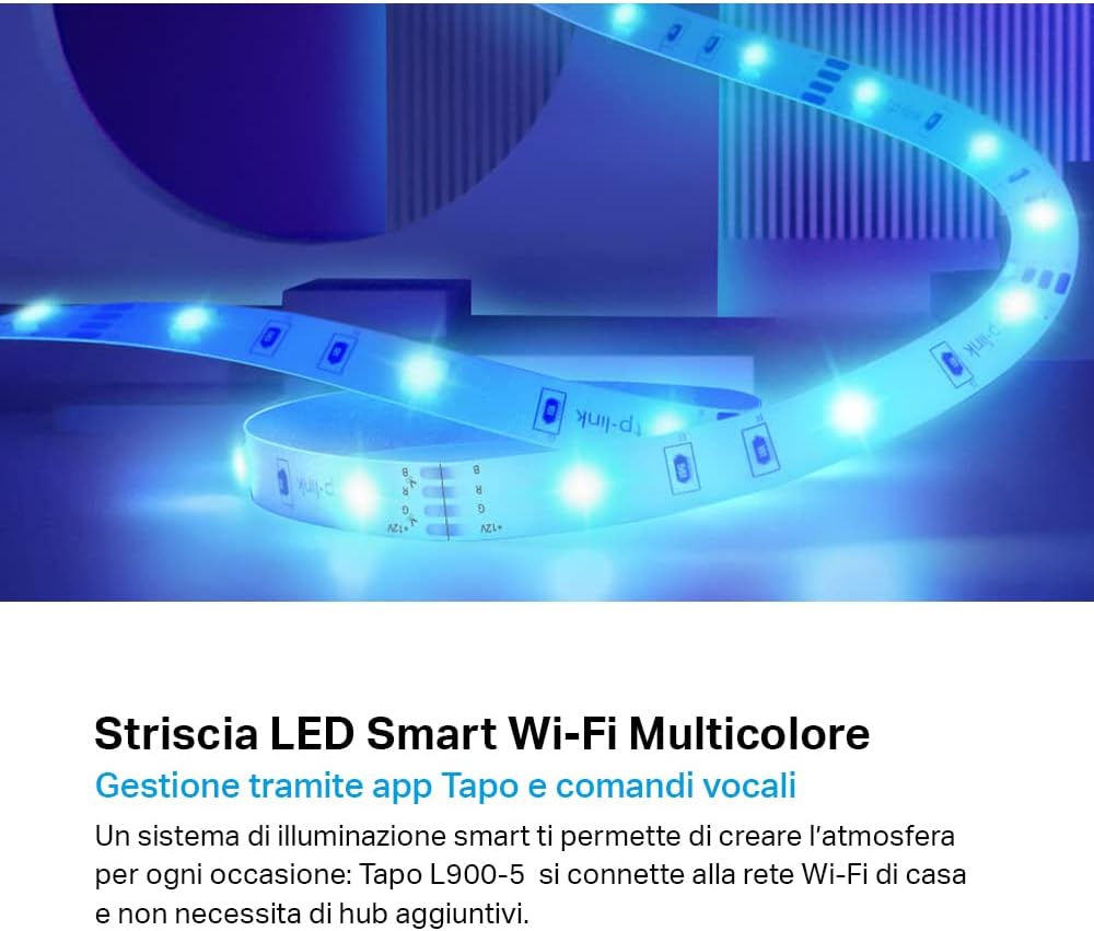 Tapo L900-5 Striscia LED Smart Wi-Fi 5m, Controllo Vocale Compatibile con Alexa e Google Assistant,…