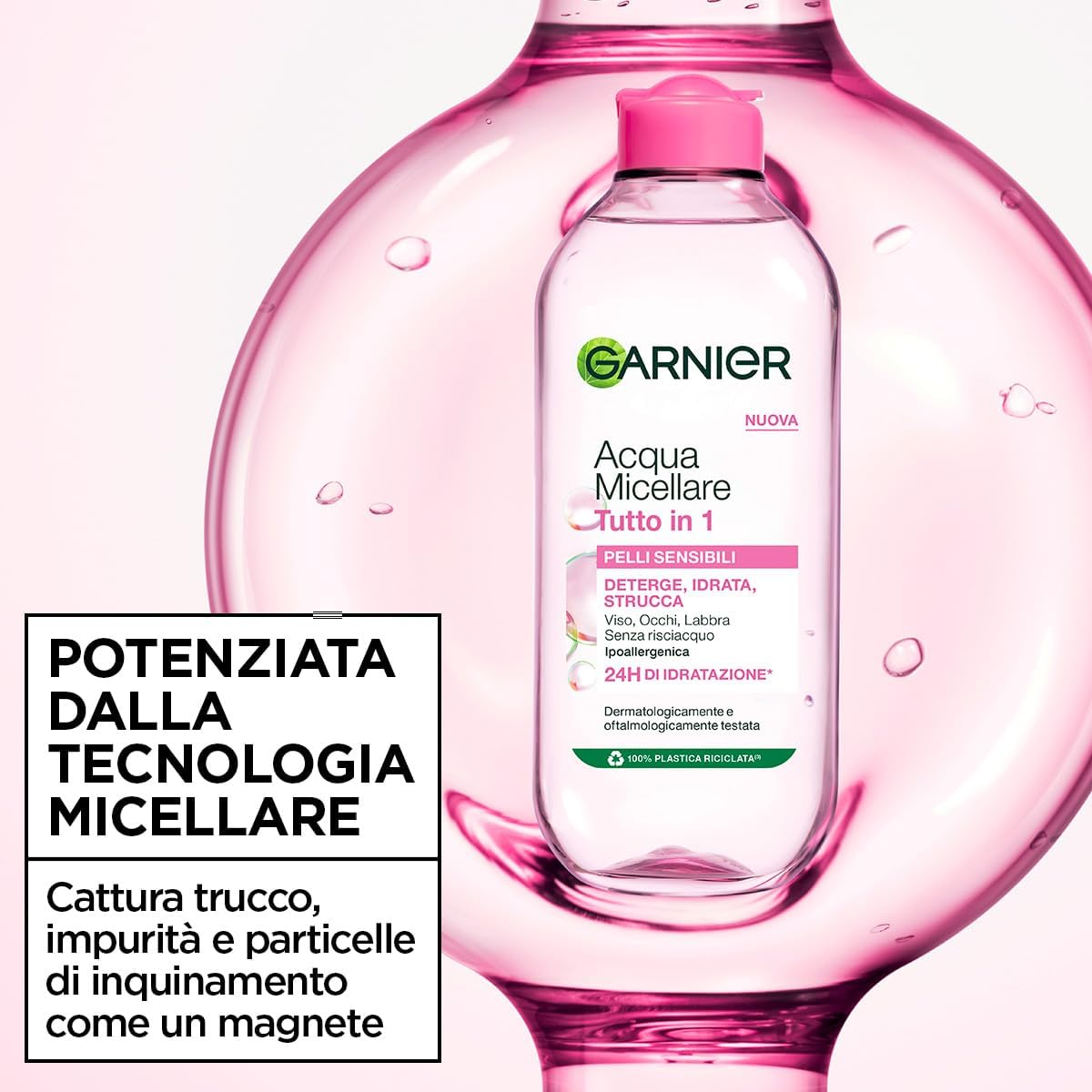 Garnier SkinActive Acqua Micellare Tutto in 1, Per Pelli Sensibili, 100% del Trucco Rimosso, Pelle Detersa e Idratata per 12H, Senza Residui…