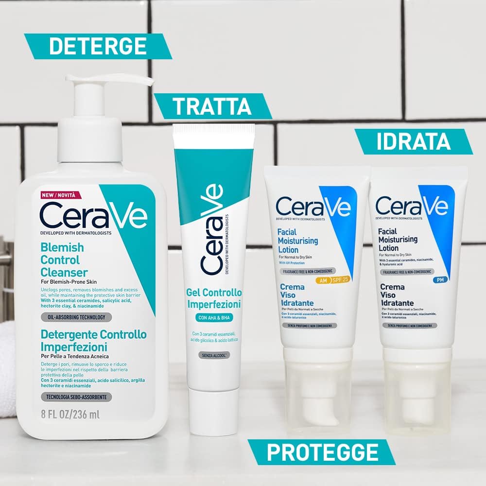 CeraVe Detergente Controllo Imperfezioni, Per Pelle Grassa con Tendenza Acneica, Azione Purificante, Imperfezioni Ridotte,…