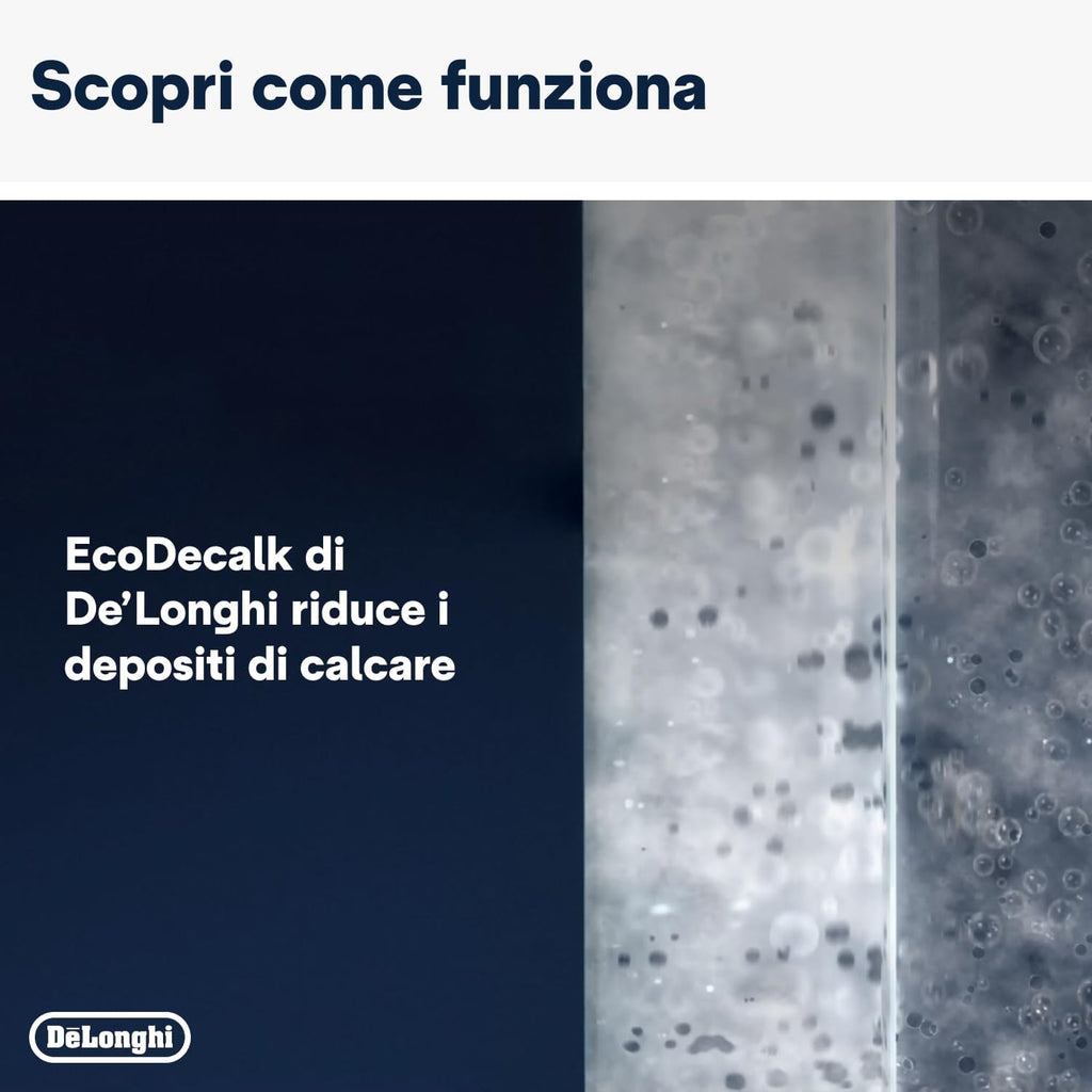 After use image showcasing the effectiveness of De'Longhi EcoDecalk Decalcificante in removing mineral deposits.