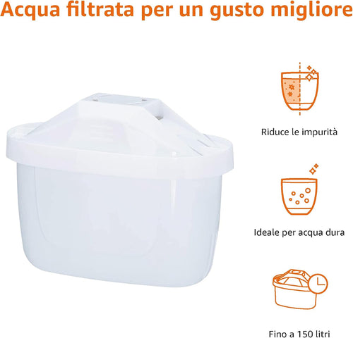 Amazon Basics Filtri per acqua, adatto e compatibile con tutte le caraffe BRITA, incluse le PerfectFit, 6 unità, confezione da 1
