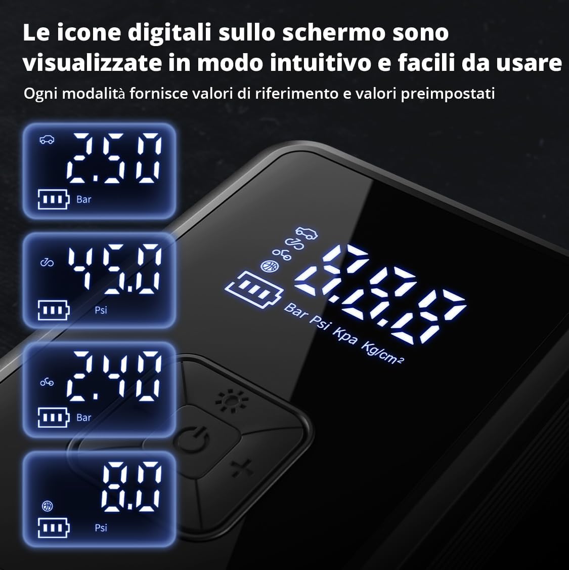 Oasser Mini Compressore Aria Portatile Auto, 150PSI (10,3Bar) Cilindro 17 mm con Schermo LCD Digitale e Torcia LED Type-C…