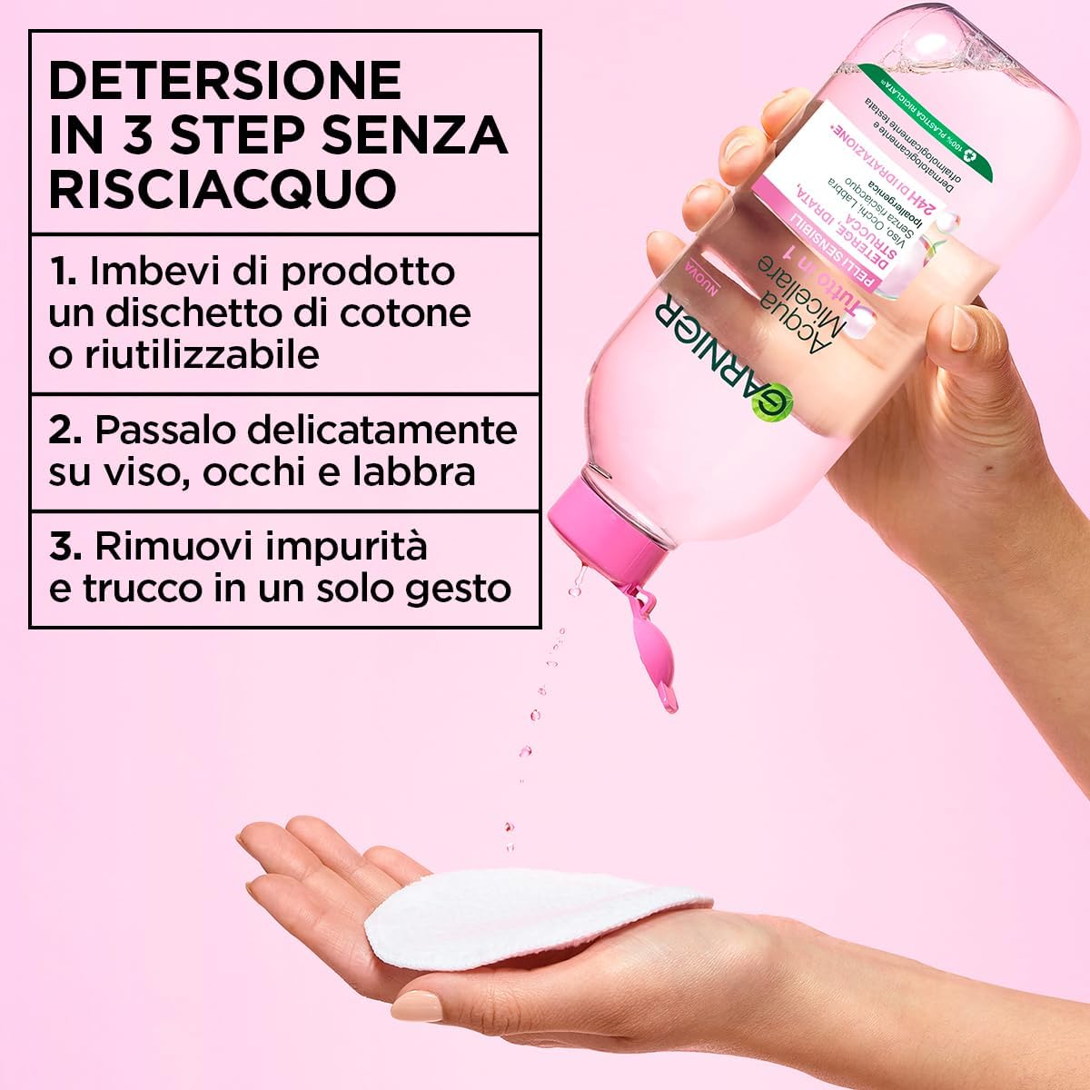 Garnier SkinActive Acqua Micellare Tutto in 1, Per Pelli Sensibili, 100% del Trucco Rimosso, Pelle Detersa e Idratata per 12H, Senza Residui…