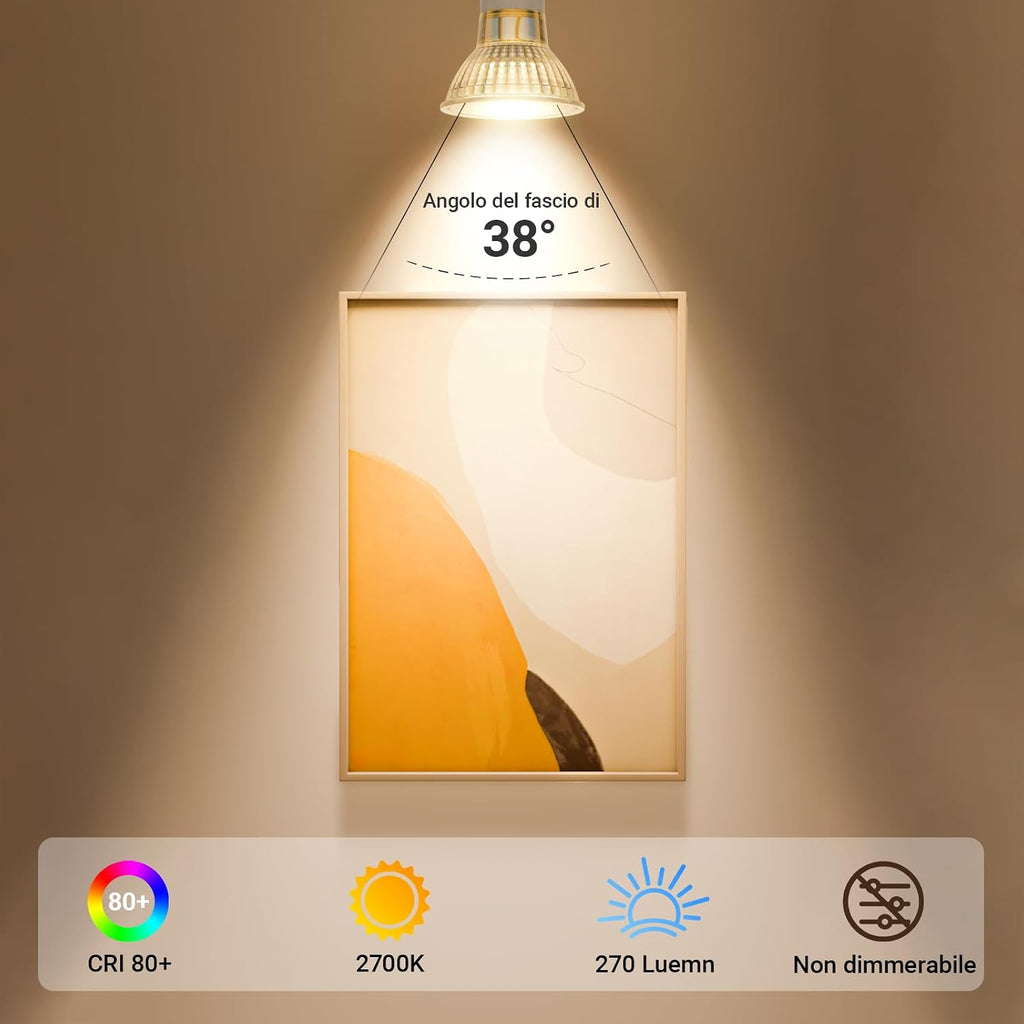 Lampadine LED GU10 Novapollo Non Dimmerabili, 2.4W (Equivalenti a 35W), 2700K Luce Calda,…