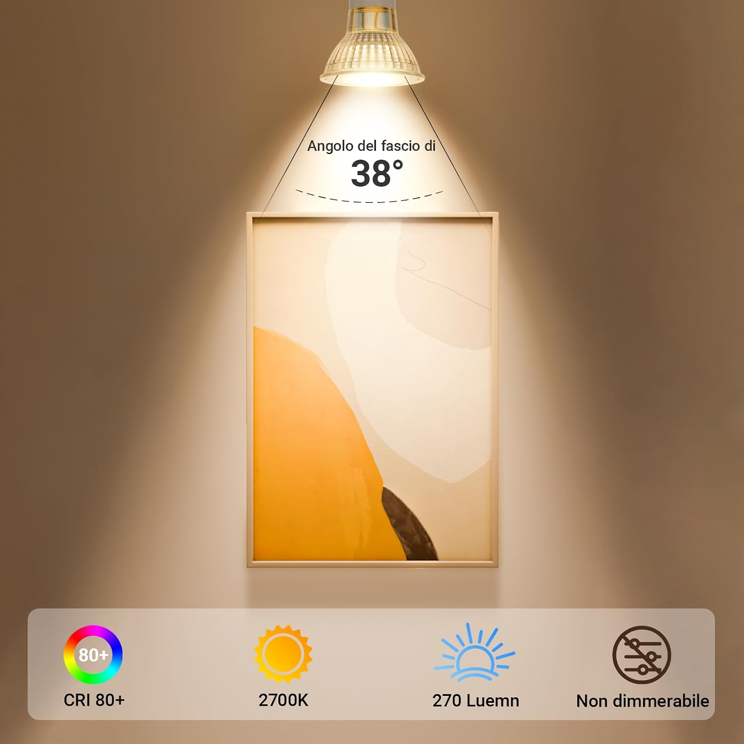 Lampadine LED GU10 Novapollo Non Dimmerabili, 2.4W (Equivalenti a 35W), 2700K Luce Calda,…