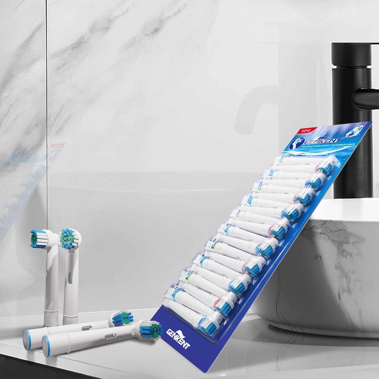 Genkent Testine Compatibili Braun Oral-B Spazzolino Elettrico, 20 Pezzi | Testina di Ricambio, Pro/Advance Power/Smart/Vitality…