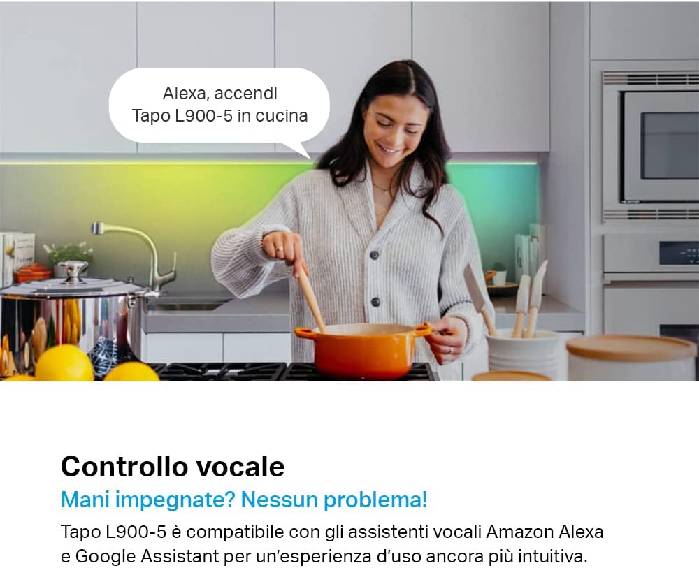 Tapo L900-5 Striscia LED Smart Wi-Fi 5m, Controllo Vocale Compatibile con Alexa e Google Assistant,…