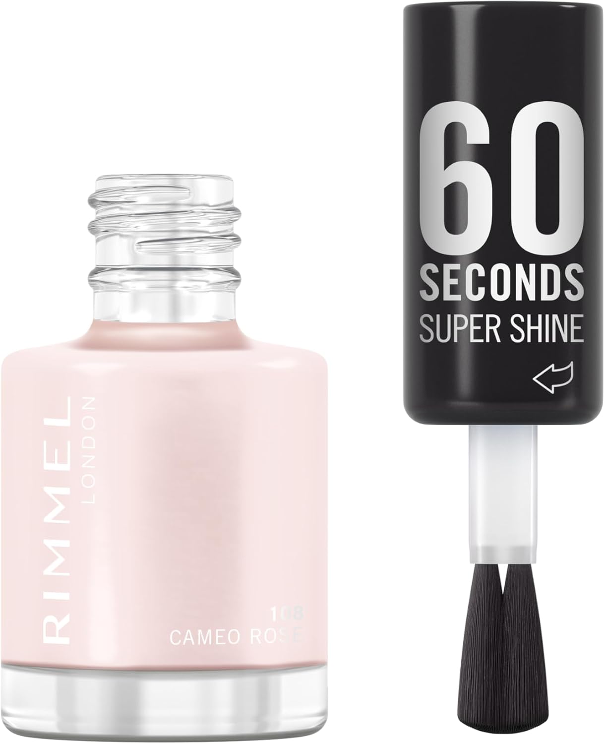 Rimmel 60 Seconds Super Shine Smalto, Smalto asciugatura rapida, Colore vibrante, A lunga tenuta, 8 ml, 108 Cameo Rose