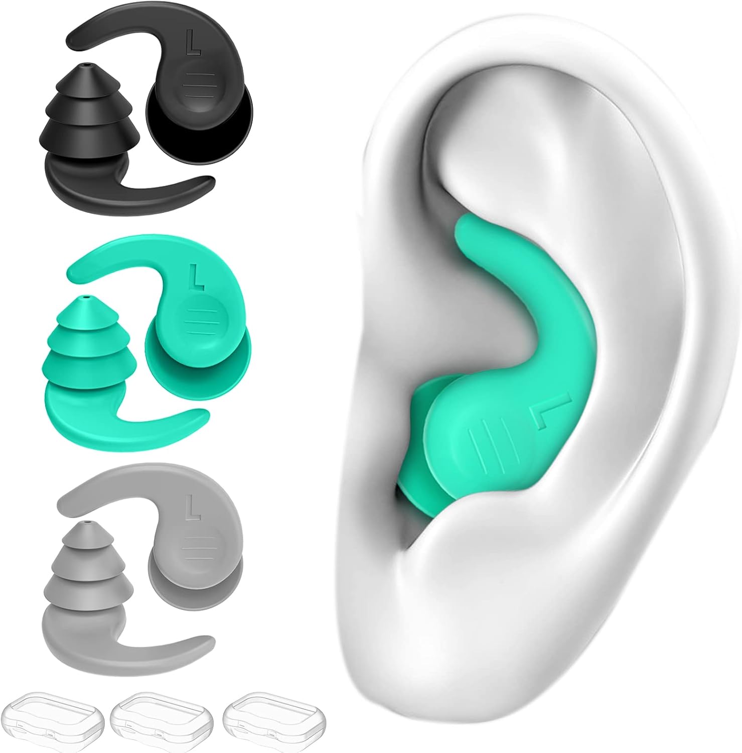 Tappi per Le Orecchie per Nuoto, Tappi per Le orecchie Impermeabili Riutilizzabili in Silicone Aggiornati con Riduzione del Rumore Adatti…
