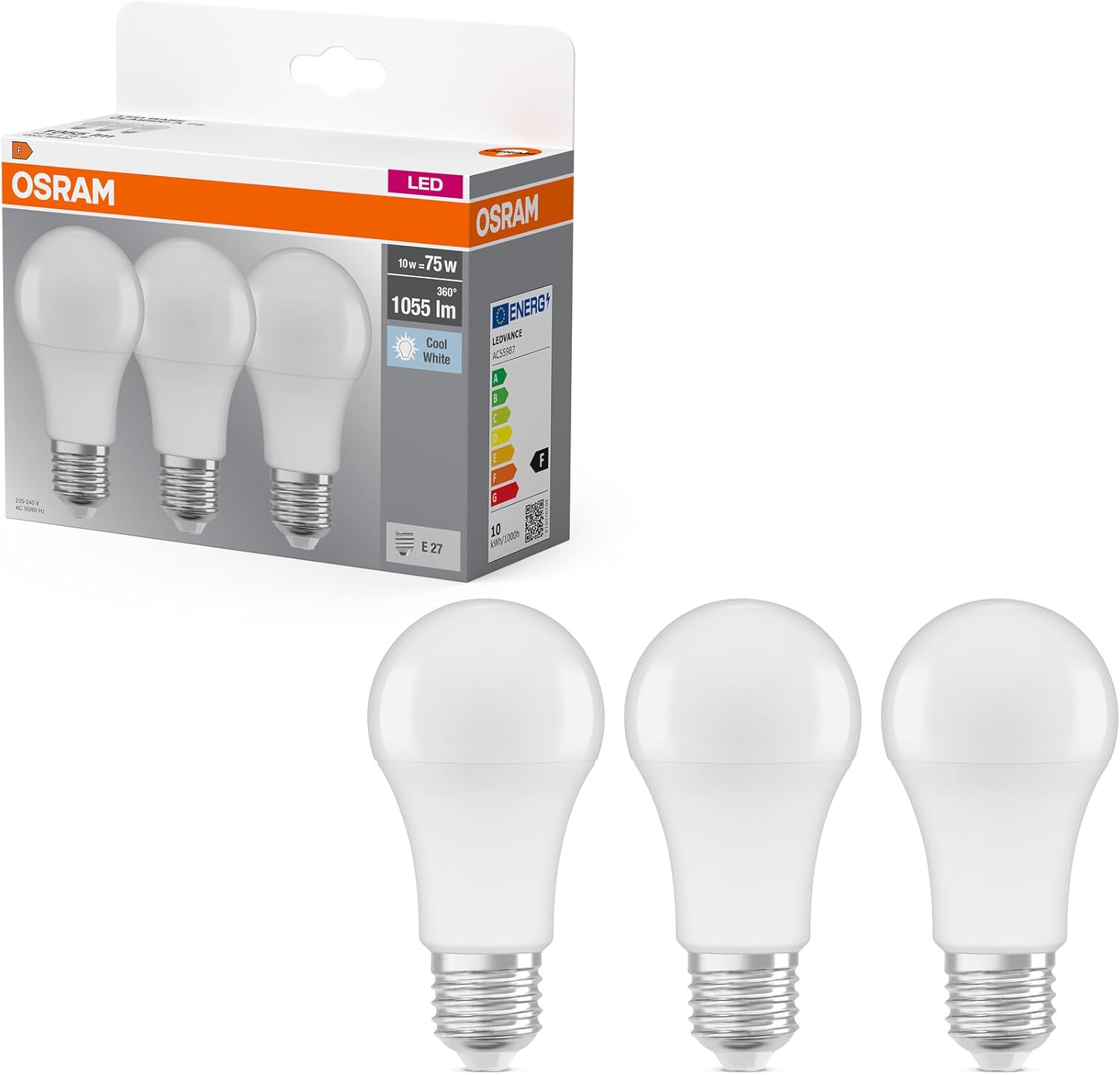 Osram LED Base Classic A Lampada, a Forma di Lampadina con Attacco E27, non…