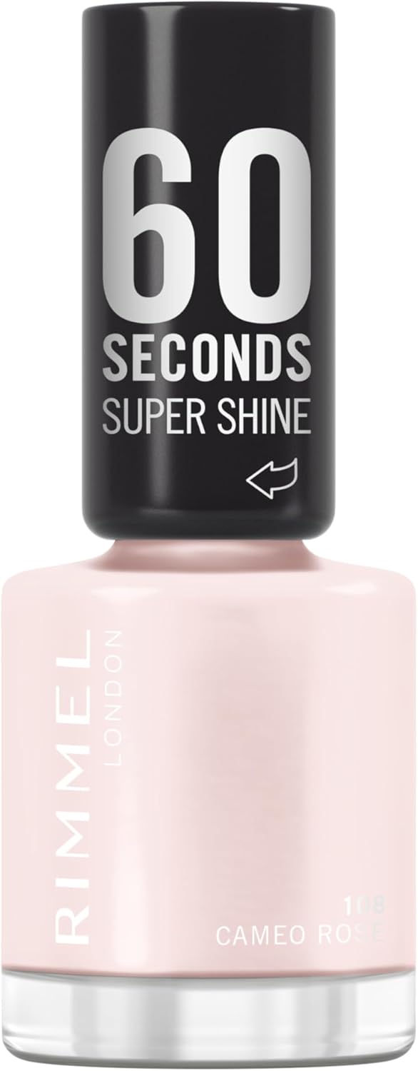 Rimmel 60 Seconds Super Shine Smalto, Smalto asciugatura rapida, Colore vibrante, A lunga tenuta, 8 ml, 108 Cameo Rose