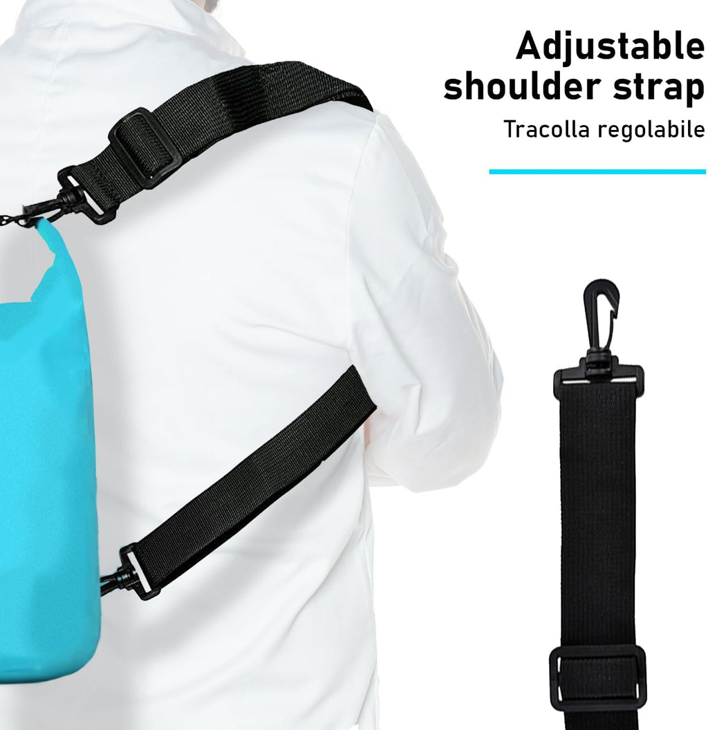 Dry Bag, Borsa Sacca Zaino Impermeabile Waterproof, chiusura a rotolo e tracolla, custodia impermeabile per cellulare e…