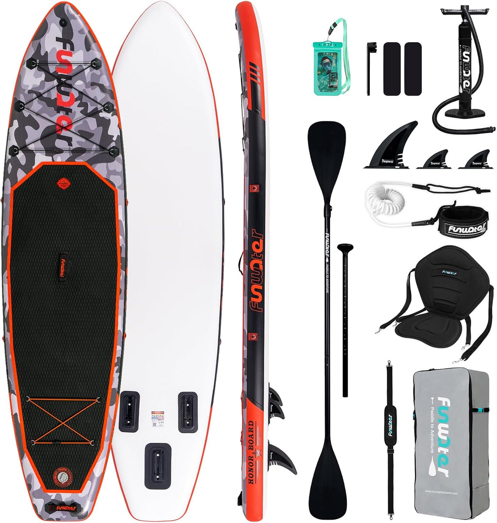 FunWater Sup Gonfiabile Portatile: Tavola Gonfiabile, Pinne, Pompa, Pagaia, Zaino e Guinzaglio di Sicurezza-Ideale per Adulti e…