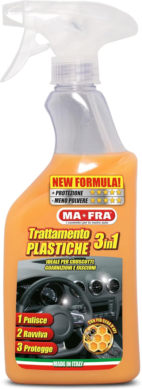 Ma-Fra Trattamento 3in1 Plastiche, Pulisce, Ravviva e Protegge Parti Interne dell'Auto, Ideale per Cruscotti e Guarnizioni, Crea…
