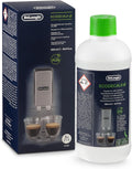 Close-up shot of De'Longhi EcoDecalk Decalcificante bottle and label.