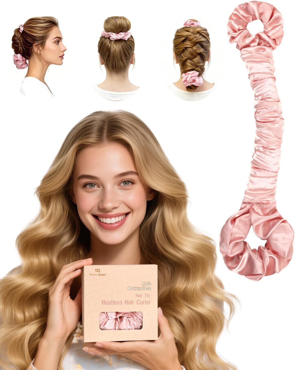 BONNET QUEEN Bigodini Morbidi per Dormire Satin Bigodino Lungo per Boccoli Arricciacapelli Senza Calore Hair Curler Heatless Curls…