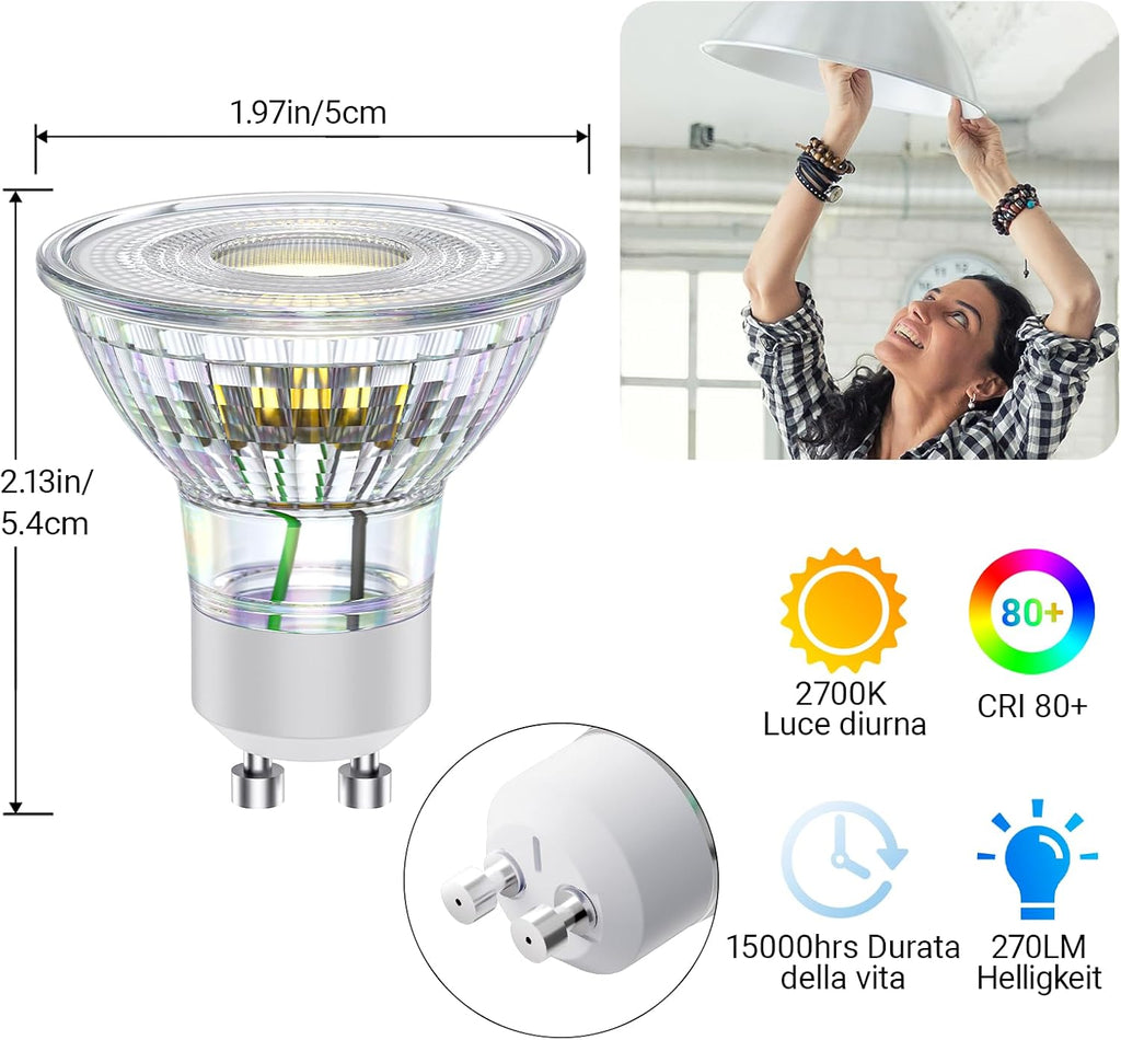 Lampadine LED GU10 Novapollo Non Dimmerabili, 2.4W (Equivalenti a 35W), 2700K Luce Calda,…