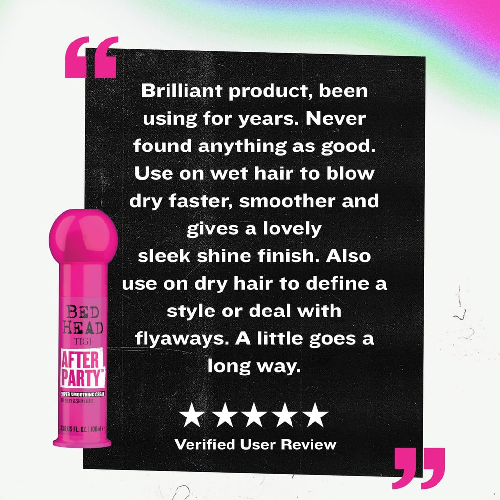 Bed Head by TIGI After Party Crema Lisciante, 100ml | Crema styling anti-crespo con olio di ricino per capelli bagnati o asciutti,…