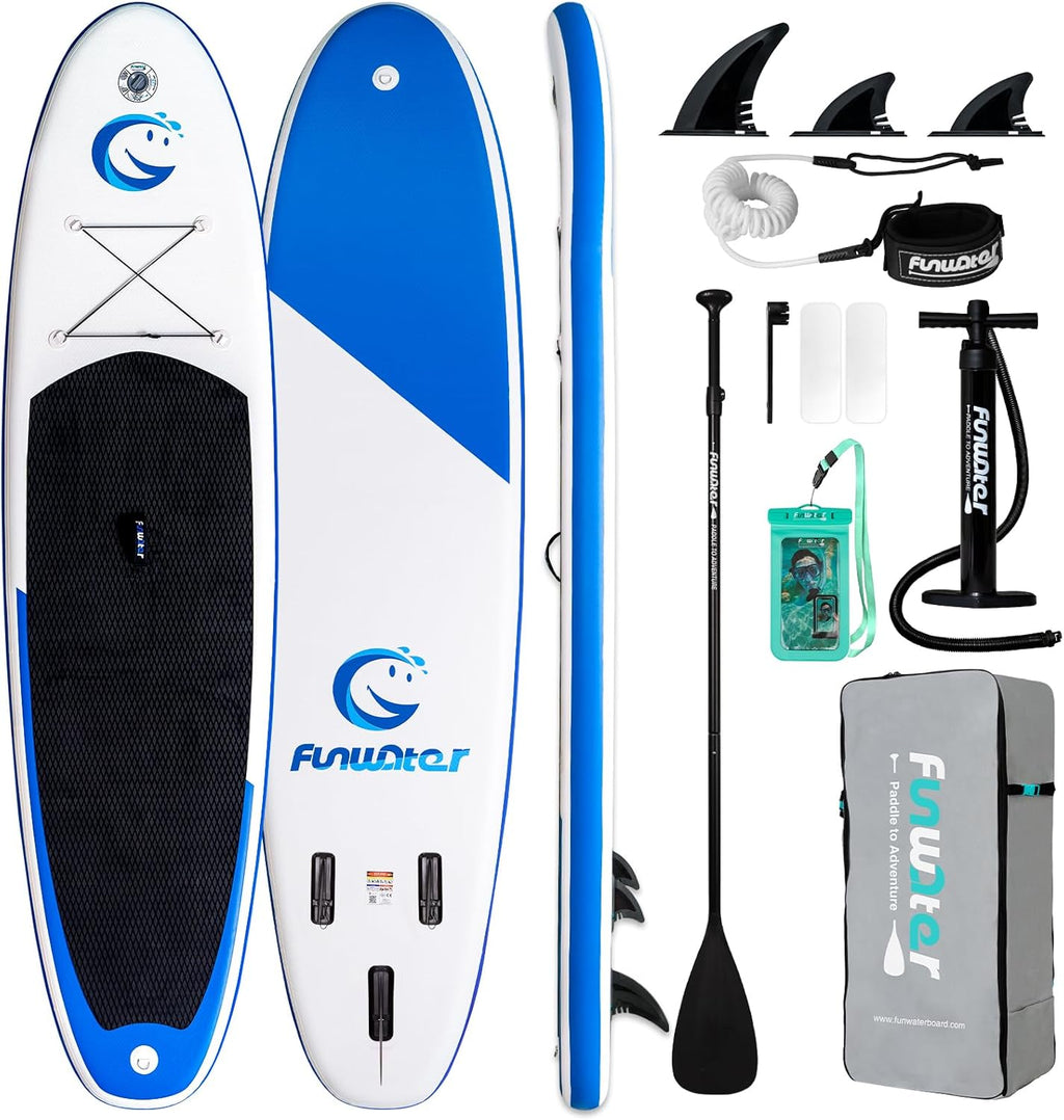 FunWater Sup Gonfiabile Portatile: Tavola Gonfiabile, Pinne, Pompa, Pagaia, Zaino e Guinzaglio di Sicurezza-Ideale per Adulti e…