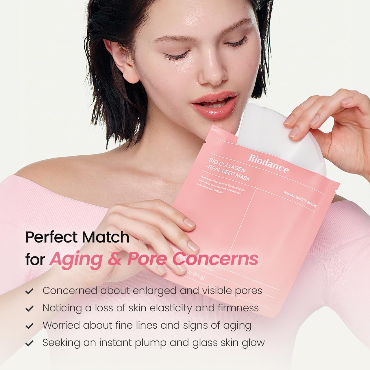 La maschera viso notturna BIODANCE Bio-Collagen Real Deep Mask è ricostituente e può essere utilizzata anche per le pelli