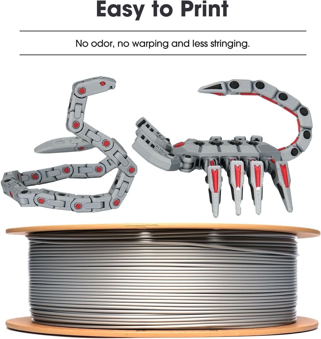 Perfect for beginners and professionals alike, this PLA filament is easy to work with.