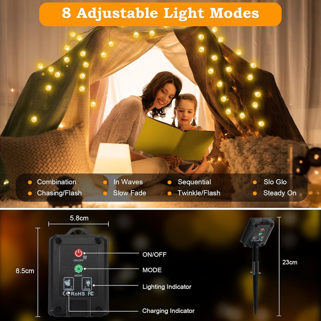 Realky Catena Luminosa Solare da Esterno 100 LED 18m, Luci Solari da Giardino con 8 Modalità e Funzione Memoria, IP65…