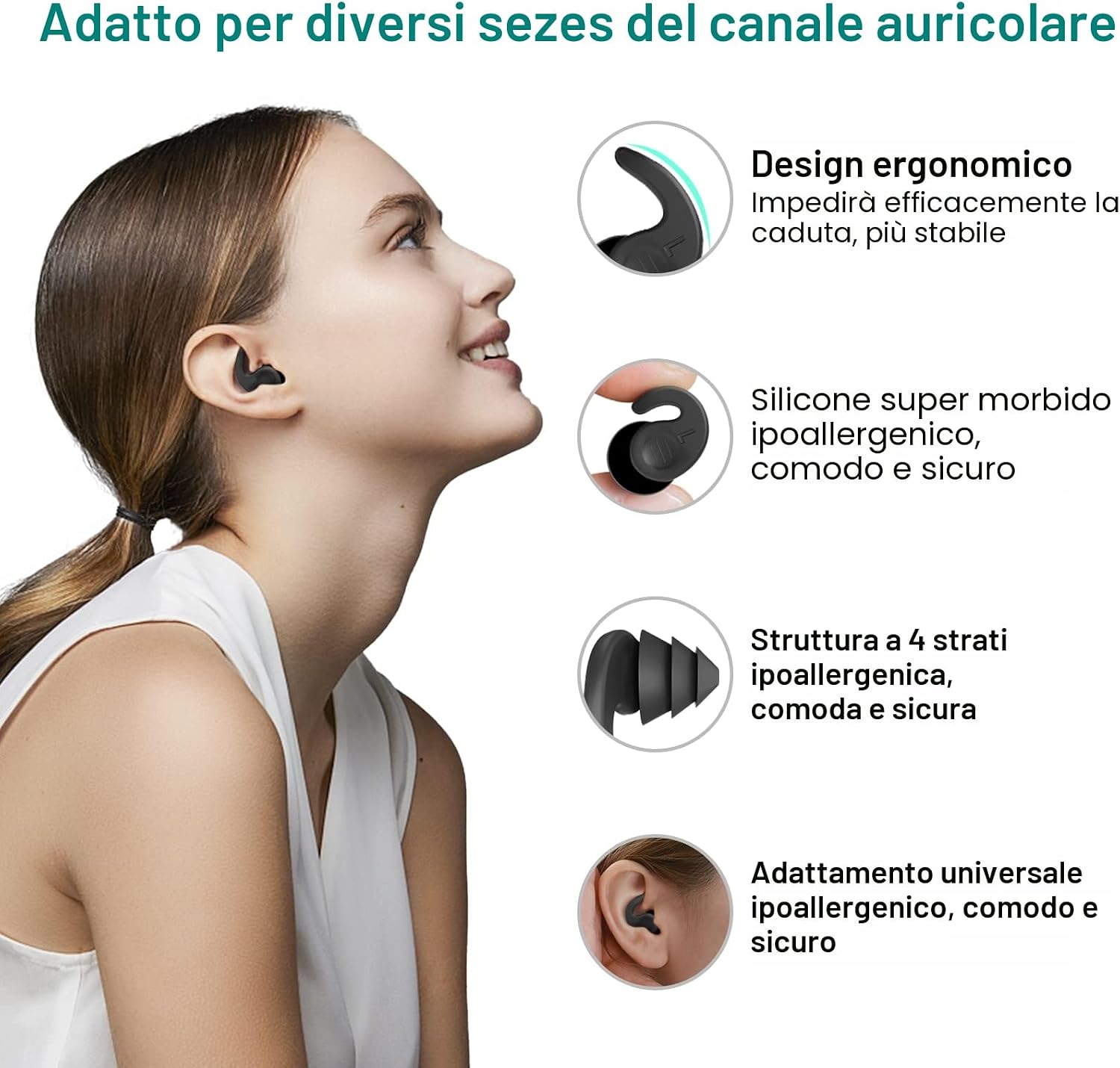 Tappi per Le Orecchie per Nuoto, Tappi per Le orecchie Impermeabili Riutilizzabili in Silicone Aggiornati con Riduzione del Rumore Adatti…