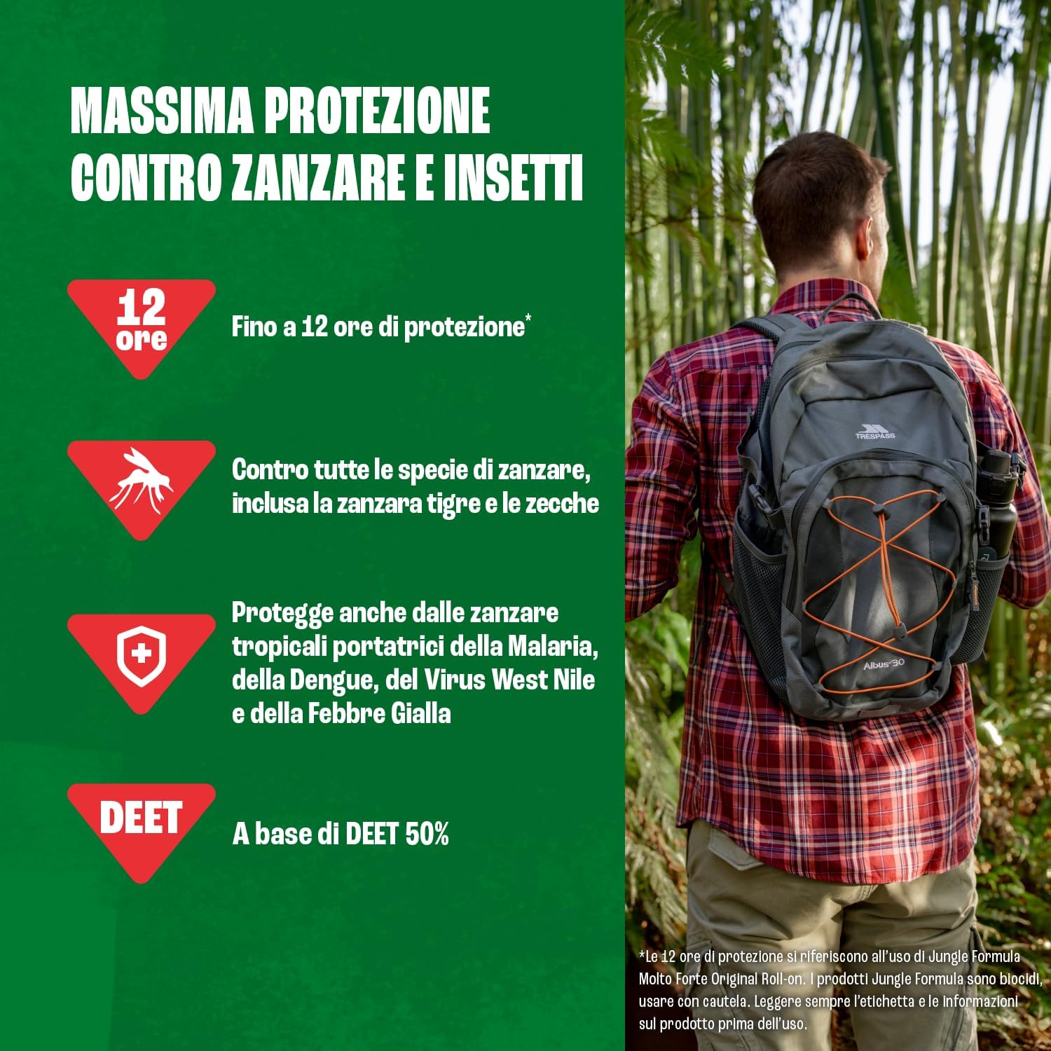 Jungle Formula Molto Forte Spray Repellente antizanzare - Fino a 9 ore di protezione - Zanzare, zecche, insetti aggressivi - Deet 50%…