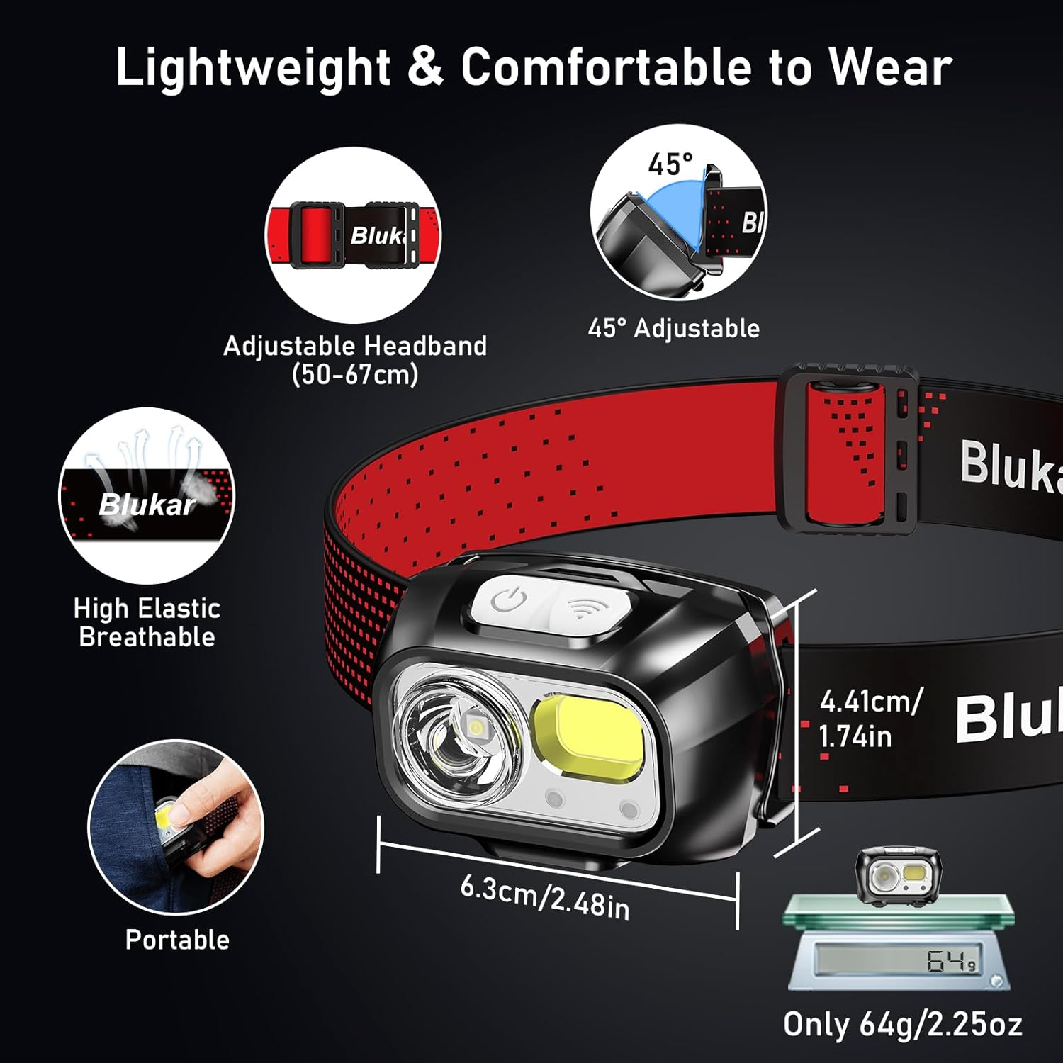 Blukar Torcia Frontale LED 2 Pezzi, 2000 Lumen Lampada Frontale con Sensore | 8 Modalità, Super Luminosa, Dimmerabile Continuo,…